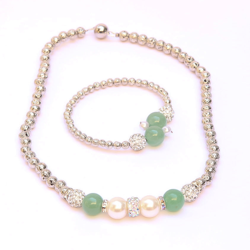 Set: Aventurine and Lava: choker and bracelet