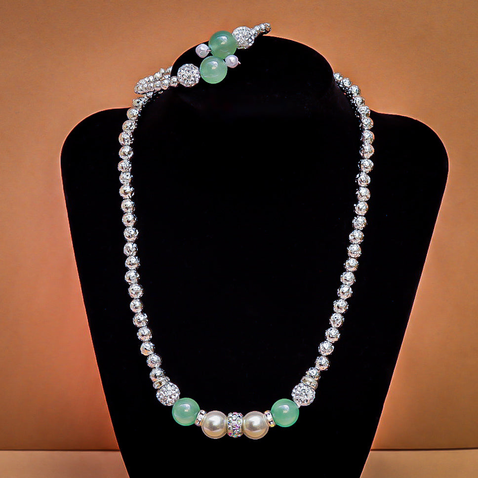 Set: Aventurine and Lava: choker and bracelet