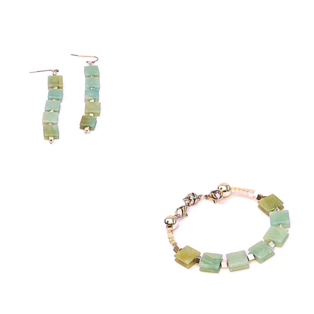 Amazonite Set: bracelet and earrings